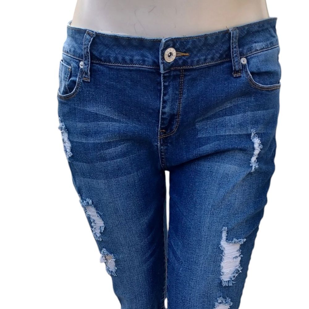 Guess Blue Distressed Ankle Jeans